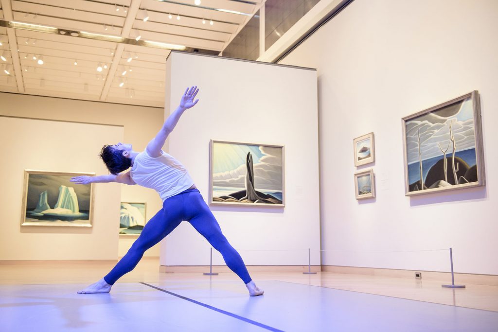 Spencer Hack, Lake Maligne, choreographed by Robert Binet, The Idea of North: The Paintings of Lawren Harris, Museum of Fine Arts, Boston, 2016. Image Credit: Liza Voll Photography.