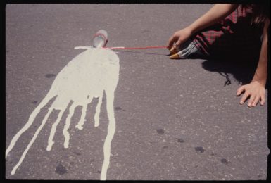 Cecilia Vicuña, Vaso de Leche, Bogotá (Glass of Milk, Bogotá), 1979. Installation of 8 photographs and a letterpress poster on paper. Variable dimensions. Private collection. Courtesy of England & Co. Gallery. 
