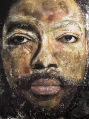 Ervin A. Johnson, "Ervin," from the series #InHonor, photo-based mixed media, 2015. Courtesy Arnika Dawkins Gallery. 