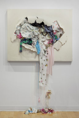 Sarah Meyers Brent, Mommy Loves Me III, 2017, fabric, acrylic, foam, mixed media on canvas, 77.5" x 50". Photo Credit: Will Howcroft Photography. 