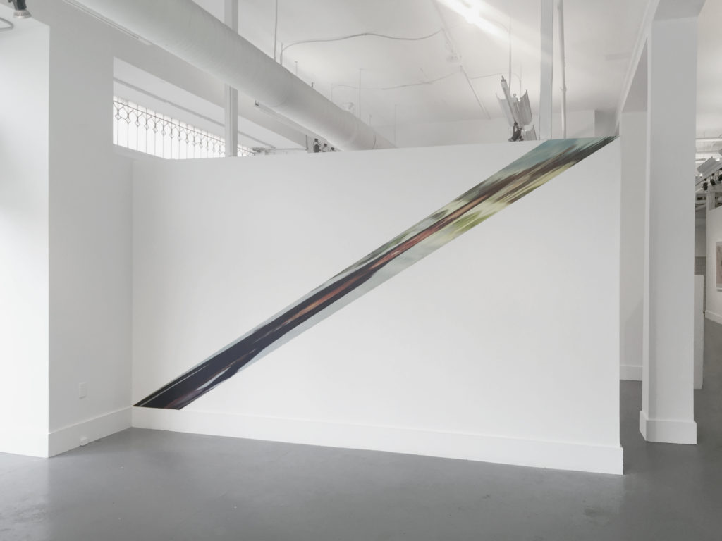 Carlos Jiménez Cahua, Untitled #77 (SF, 2015), 2015, digital vinyl print, dimensions variable (as shown: 88 x 133 inches); installation view from Gollum: Monsters of Ruin and the Techno-Sublime, Artspace, New Haven, CT 