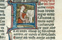Luke writing the gospel illuminated manuscript
